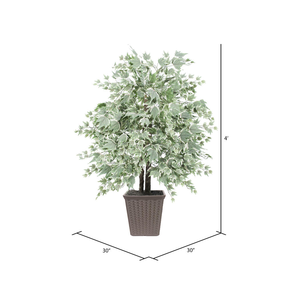 Vickerman 4' Artificial Silver Maple Bush Brown Square Plastic Container