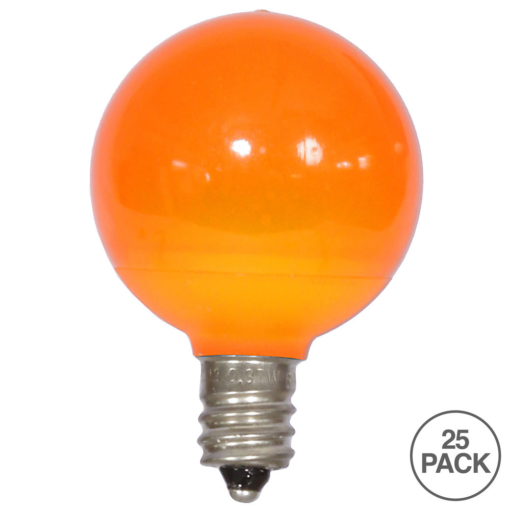 Vickerman G40 Orange Ceramic LED Nickel Base Bulb E12 120V .6 Watts Dimmable 25 Bulbs per Pack