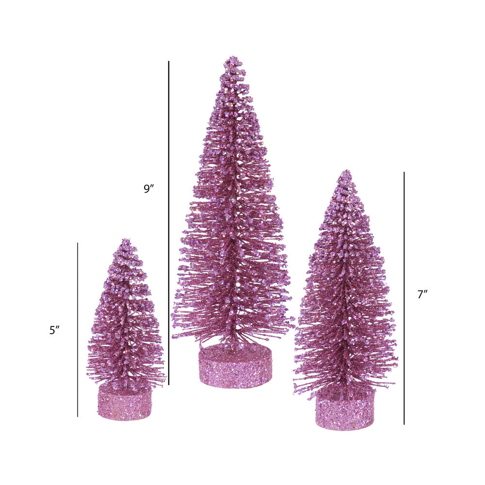 Vickerman 5"/7"/9" Orchid Glitter Oval Artificial Christmas Tree Unlit