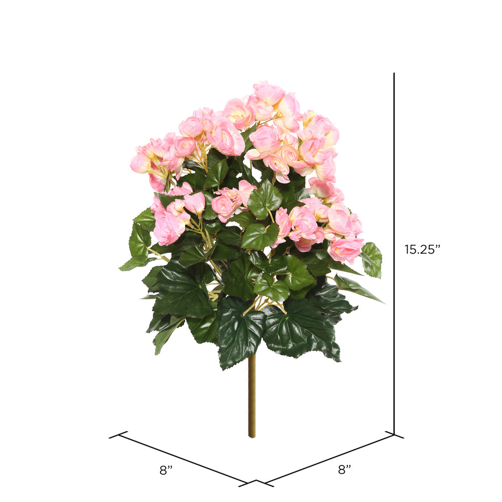 Vickerman 15.25" Artificial Lt Pink Polyester Begonia Bush.