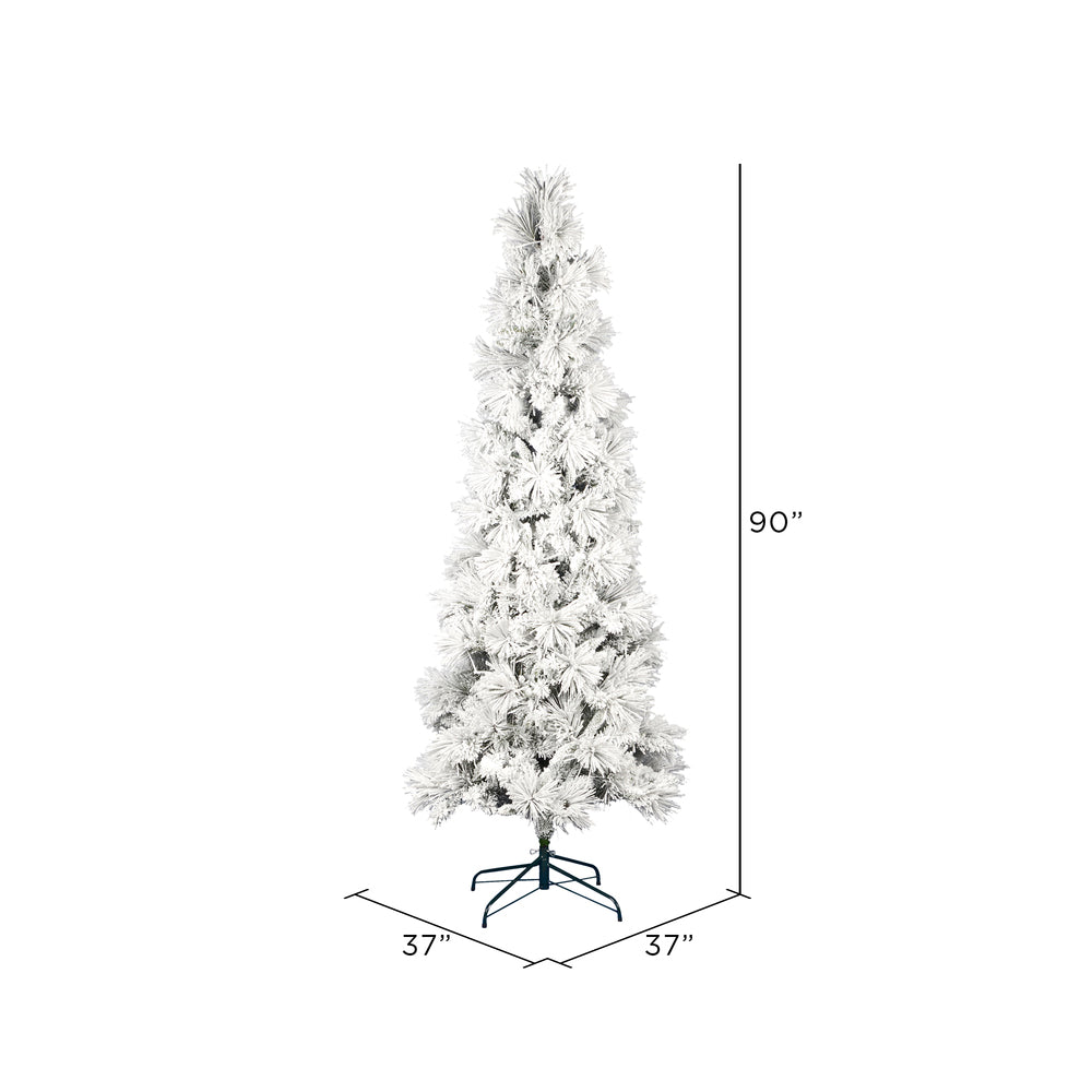 Vickerman 7.5' x 37" Unlit Flocked Atka Pine Pencil Artificial Christmas tree