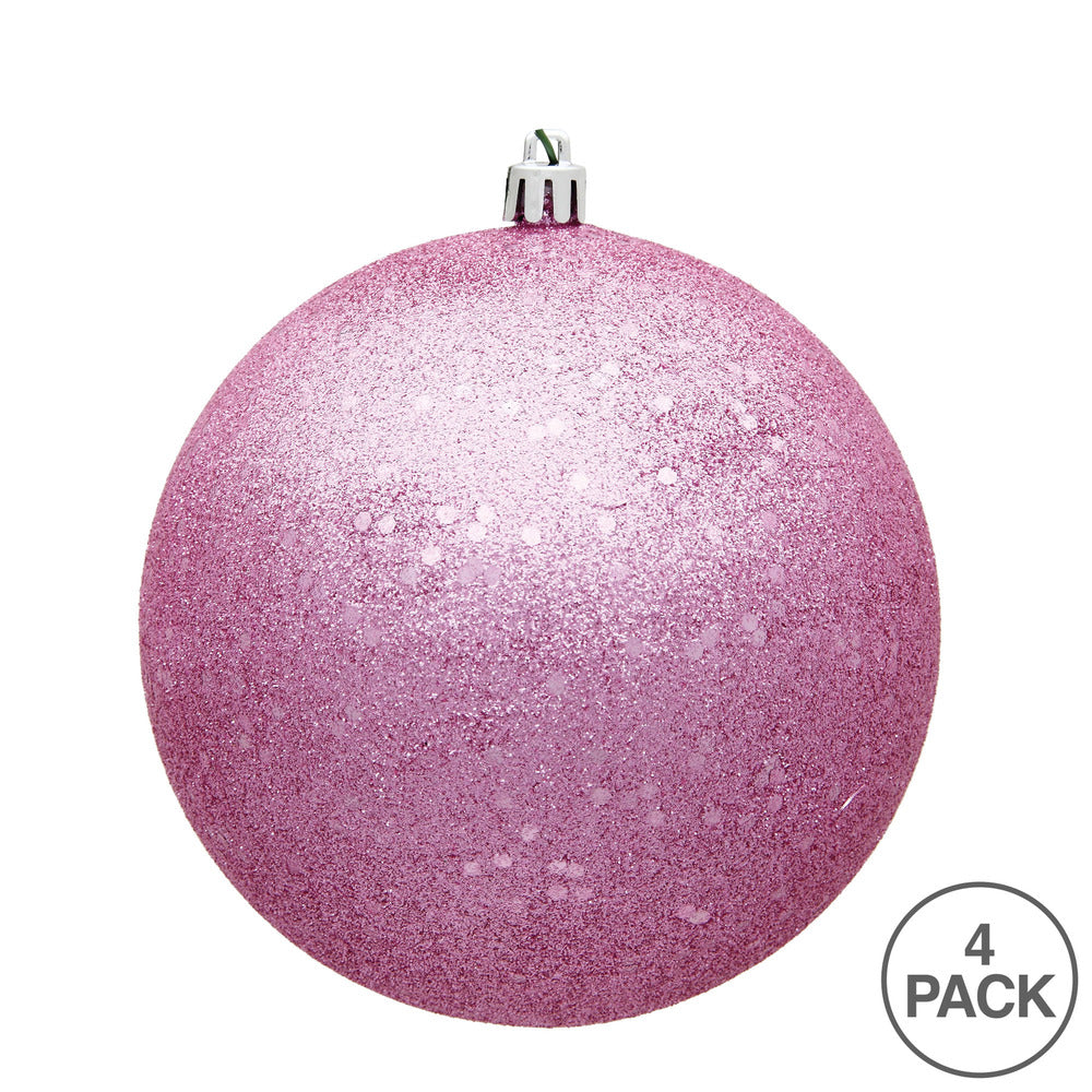 Vickerman 4.75" Pink Sequin Ball Ornament 4 per Bag