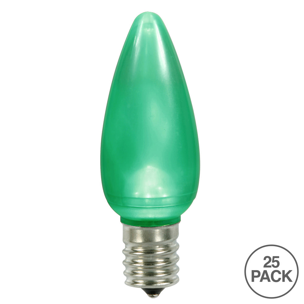 Vickerman C9 Ceramic LED Green Twinkle Bulb Nickel Base 120V .6 Watts 25 Bulbs per Pack