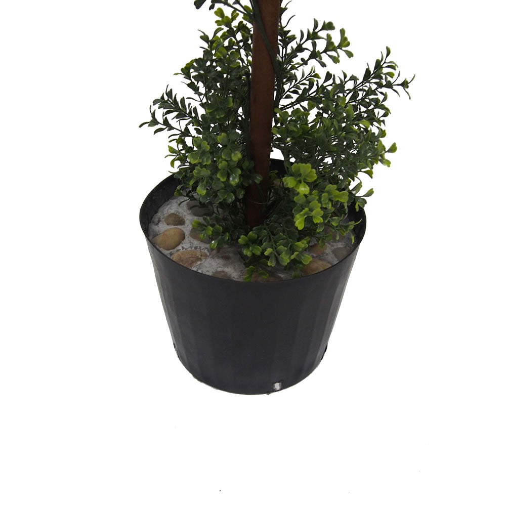 Vickerman 5' Artificial Potted Triple Ball Green Boxwood Topiary.