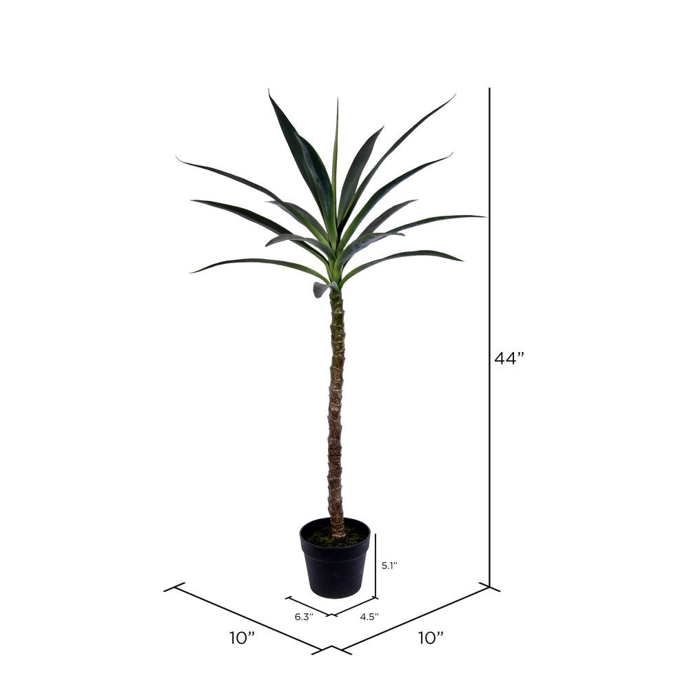 Vickerman 44" Artificial Green Yucca Tree in Black Planters Pot.