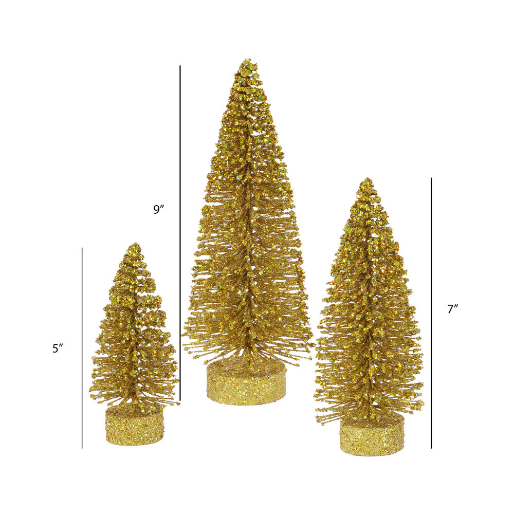 Vickerman 5"/7"/9" Gold Glitter Oval Artificial Christmas Tree Unlit