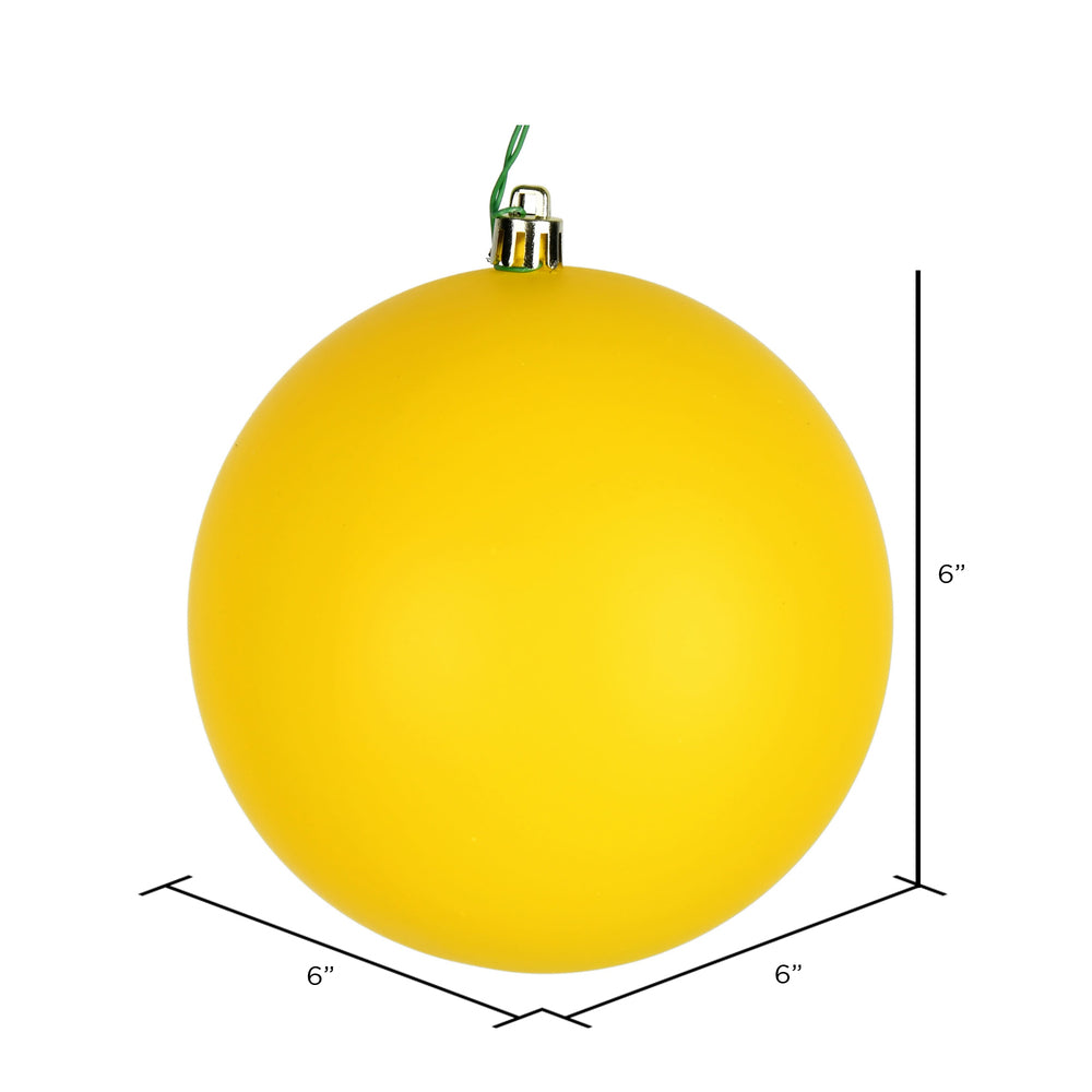 Vickerman 6" Yellow Matte Ball Ornament 4 per Bag
