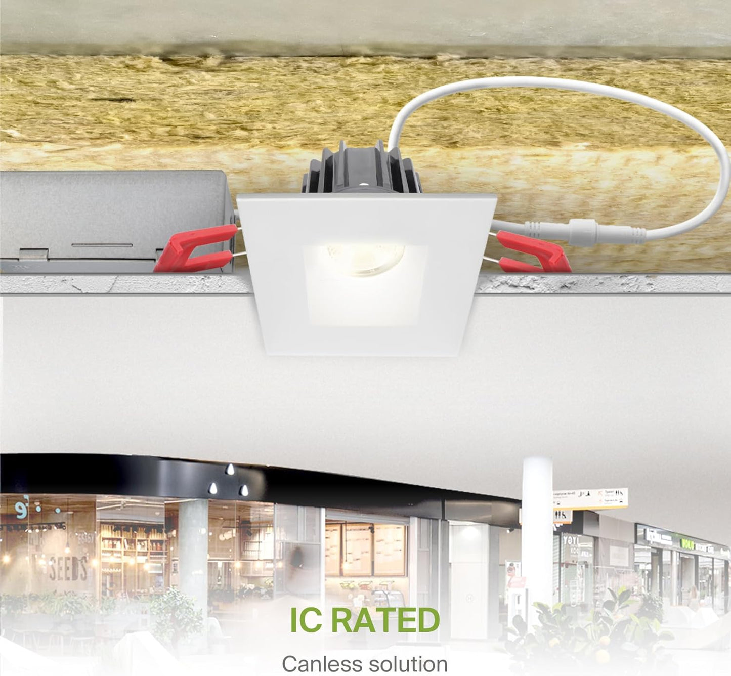 ASD Lighting LED Downlight Square 2inch 8W 120V Triac 2700/3000/3500/4000/5000K White ETL Energy Star