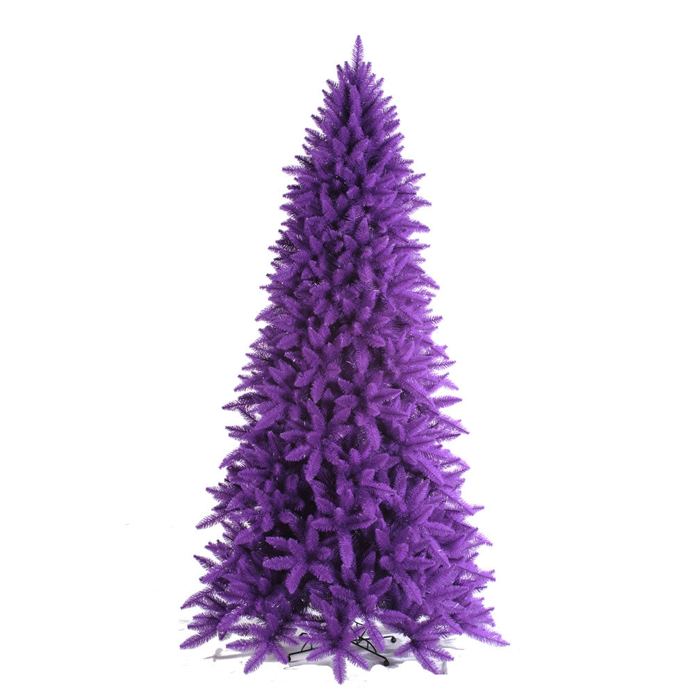 Vickerman 4.5' Flocked Purple Slim Fir Artificial Christmas Tree Purple Dura-lit LED Lights