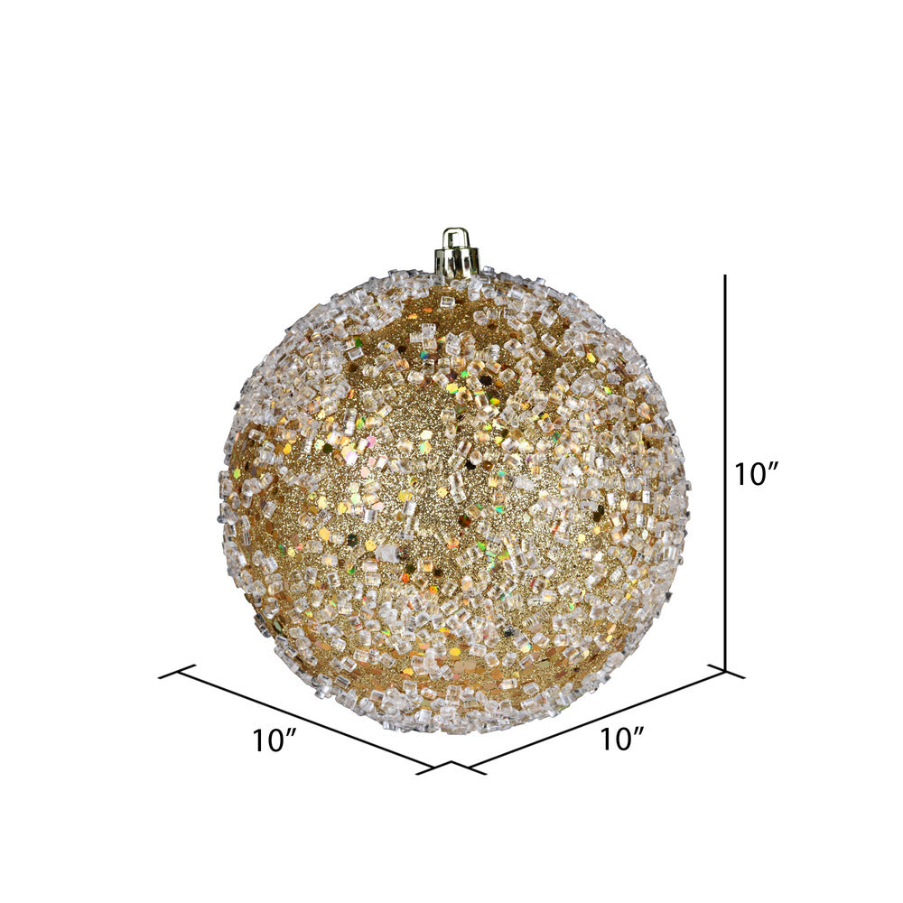 Vickerman 10" Gold Glitter Hail Ball Ornament