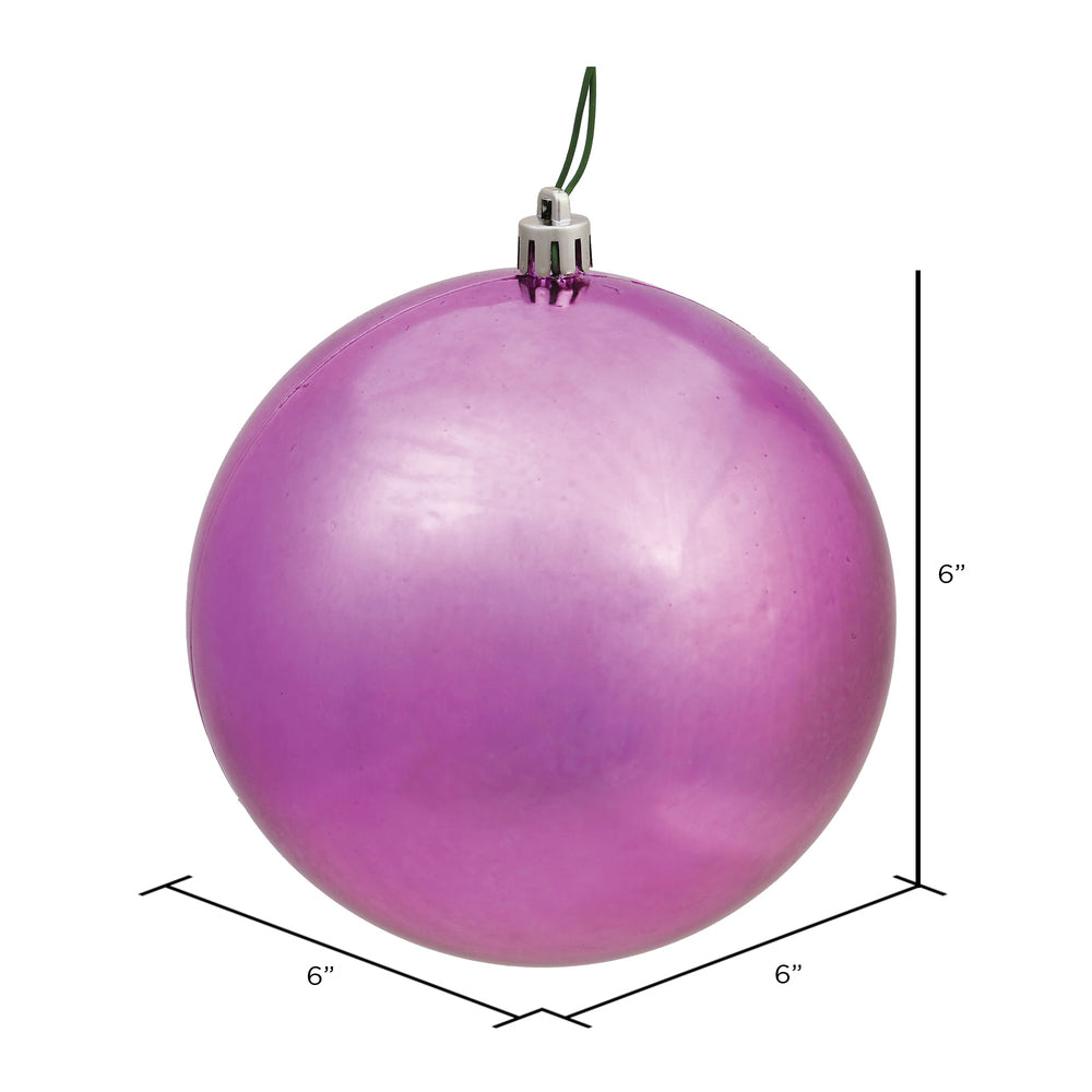 Vickerman 6" Mauve Shiny Ball Ornament 4 per Bag