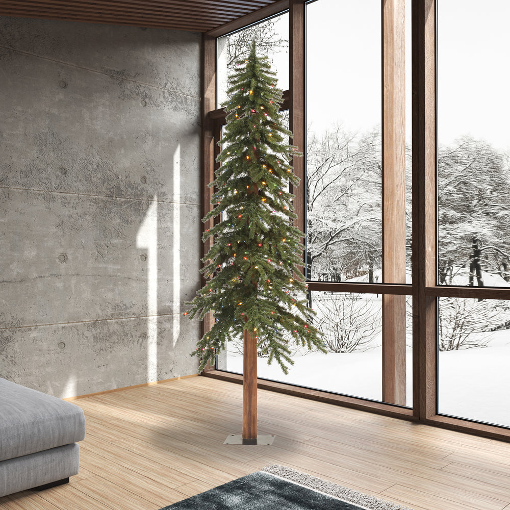 Vickerman 9' x 56" Natural Alpine Artificial Christmas Tree Multi-colored LED Lights