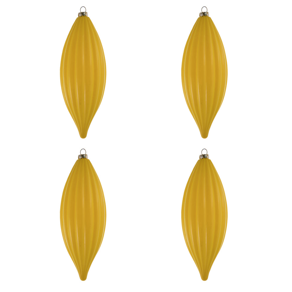 Vickerman 8" Yellow Shiny Line Finial Ornament Pack of 4