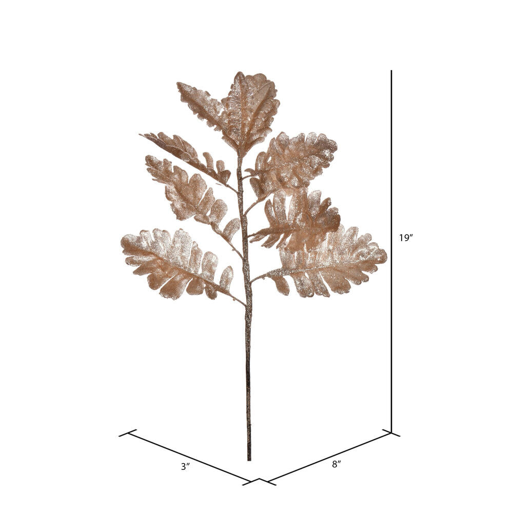 Vickerman 19" Café Latte Artificial Dusty Miller Glitter Spray 3 per bag.