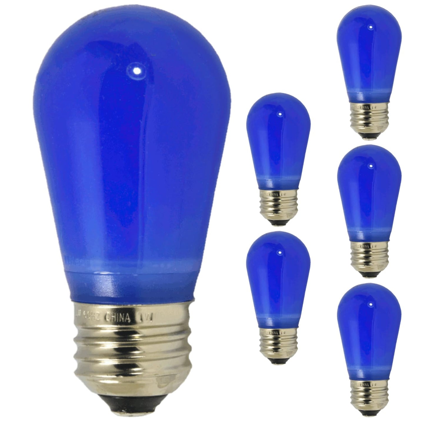 Damar- S14 Colored LED String Light Bulb Twinkle Blue Finish 0.55W-1.5W E26 Medium Base 100-130V Pack of 6- Shatterproof Waterproof Outdoor Indoor Replacement Bulb for Home Decorations Christmas