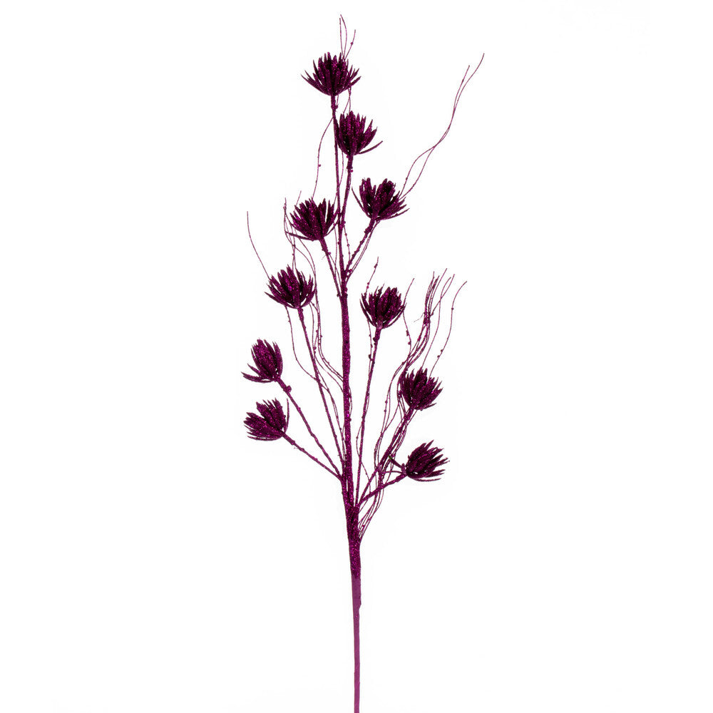 Vickerman 30" Fuchsia Mini Flower Glitter Spray 6 per bag.