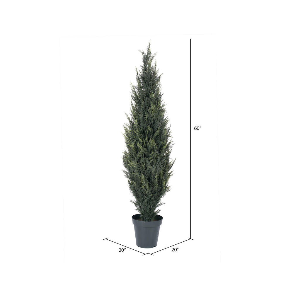 Vickerman 5' Artificial UV Resistant Pond Cypress Tree in Two Tone Green Pot.