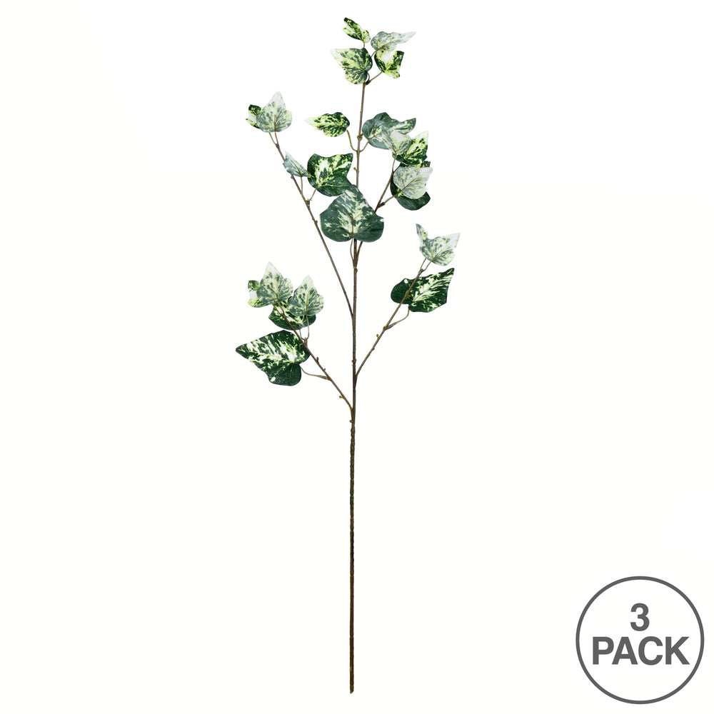 Vickerman 32" Artificial Green Variegated Ivy Spray. Includes 3 sprays per pack.