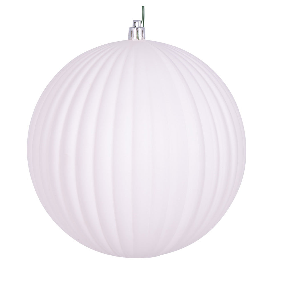 Vickerman 6" White Matte Lined Ball Ornament 4 per Bag.