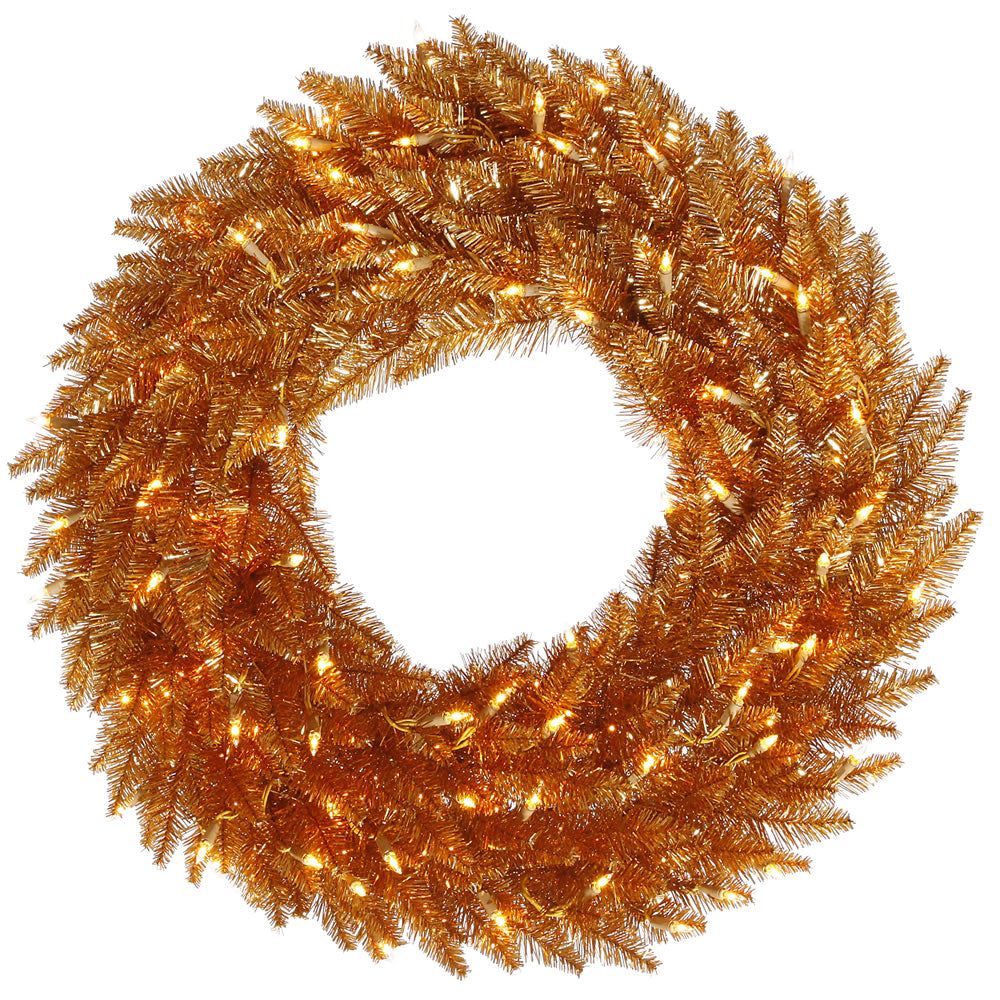 Vickerman 30" Copper Artificial Christmas Wreath Clear Dura-lit Incandescent Mini Lights