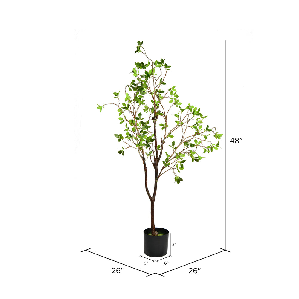Vickerman 48" Artificial Potted Milan Leaf Tree.