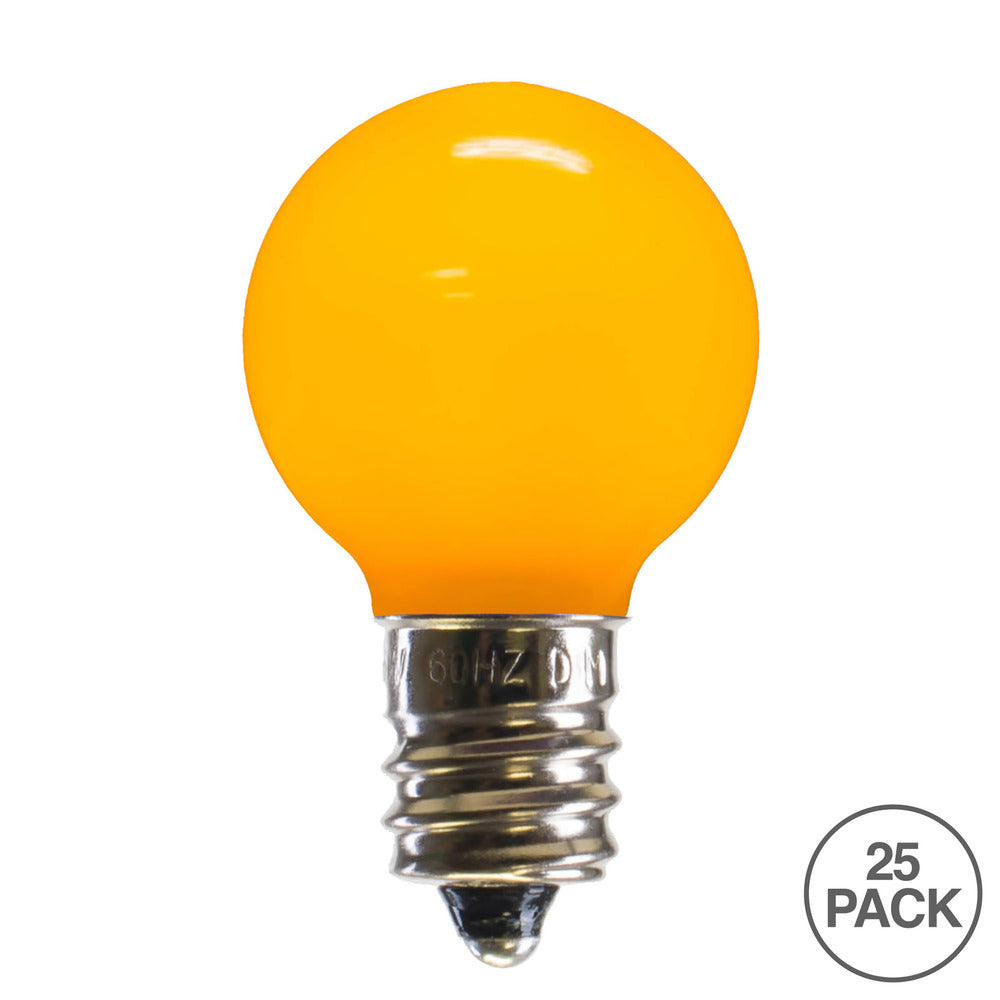 Vickerman G30 Yellow Ceramic LED Nickel Base Bulb E12 120V .6 Watts Dimmable 25 Bulbs per Pack