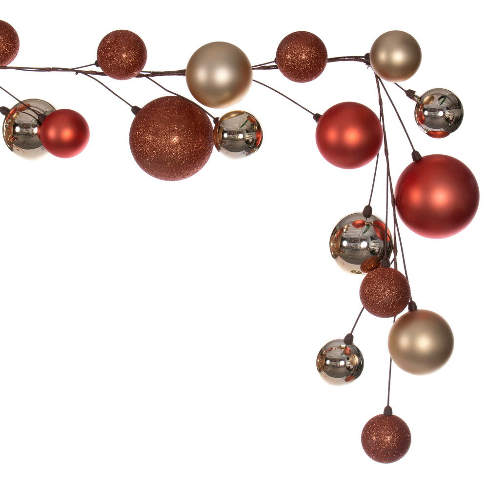 Vickerman 10' Champagne Assorted Finish Branch Ball Ornament Garland.