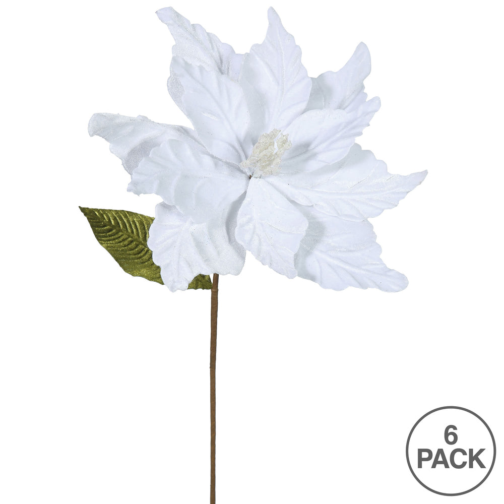 Vickerman 22" White Poinsettia Artificial Christmas Flower 6 per Bag