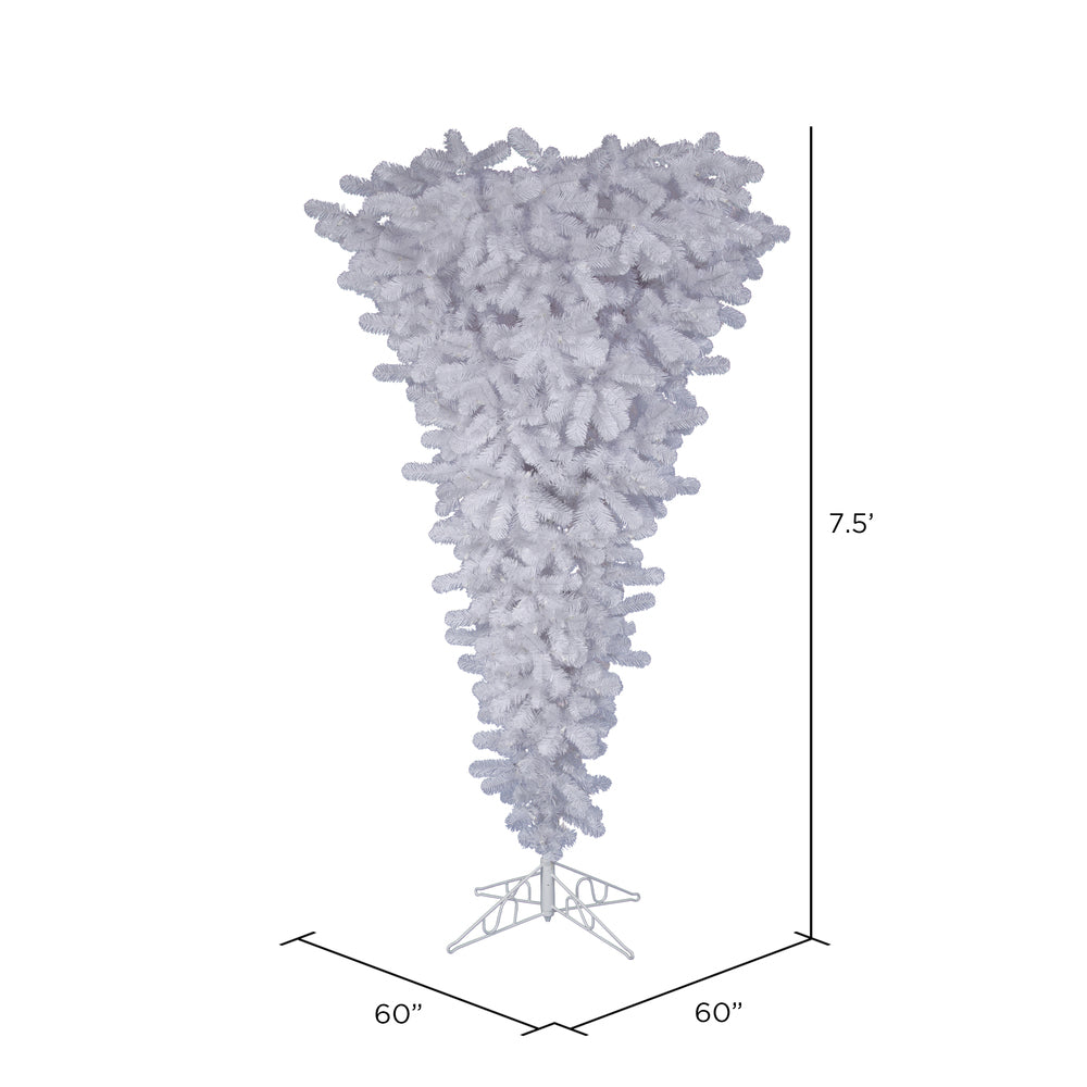 Vickerman 7.5' White Upside Down Artificial Christmas Tree Unlit