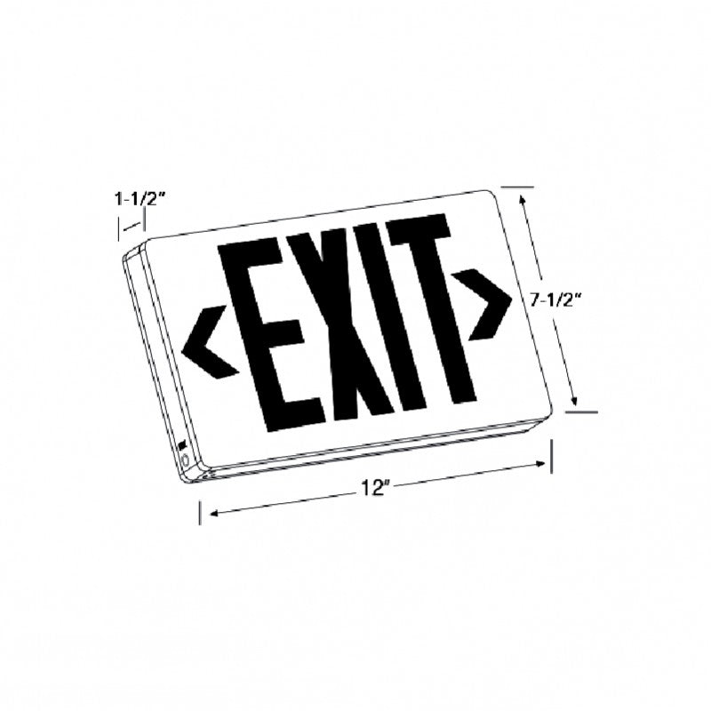 Westgate LED Exit W/Battery Backup SGL/DBL Face Univ. Green Letters Black Housing, 120/277V, LED Exit & Emergency Lighting, 3.8W, Black Finish