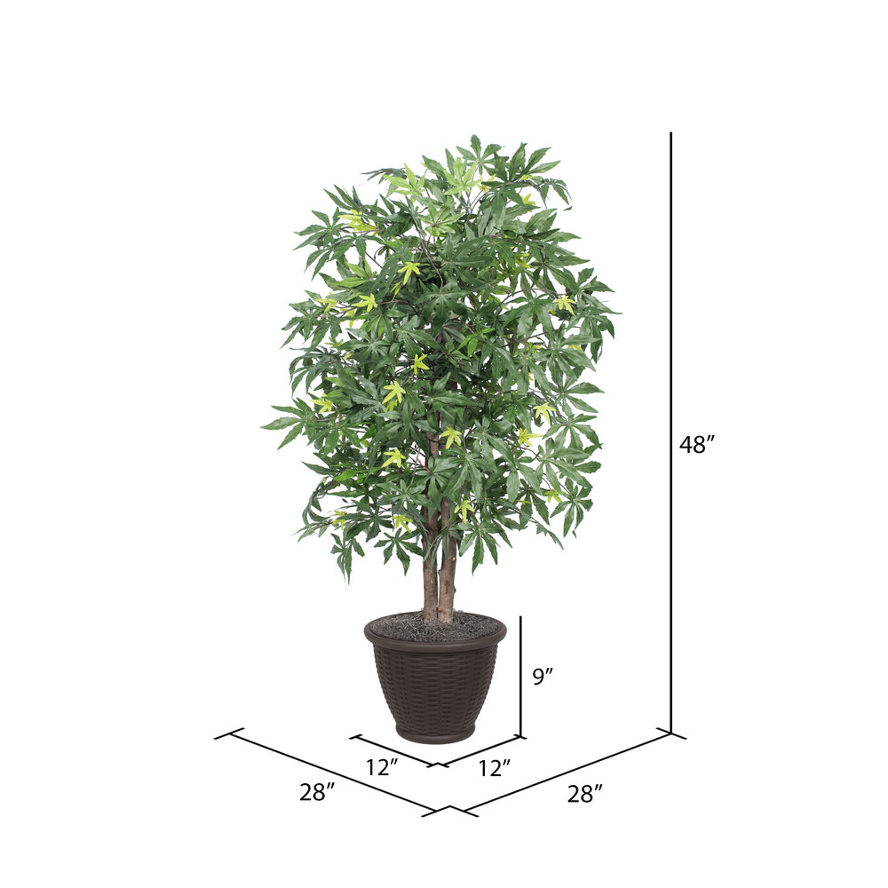 Vickerman 4' Artificial Japanese Maple Bush Rattan Basket.