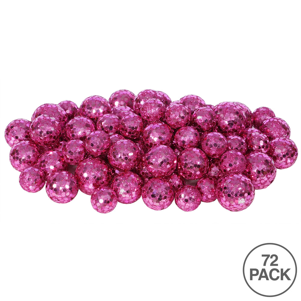Vickerman 20MM/25MM/30MM Magenta Glitter Polystyrene Ball Christmas Ornament 72 per Bag
