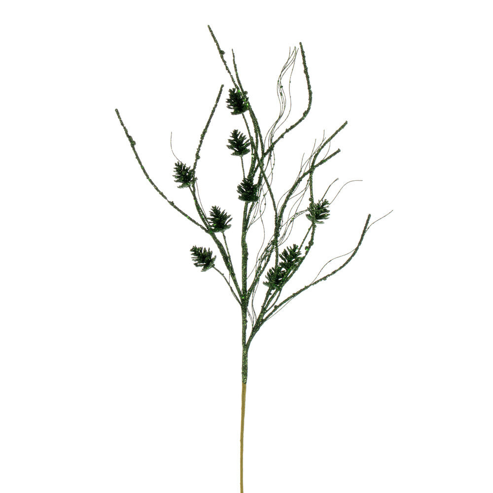 Vickerman 32" Juniper Mini Pinecone Twig Glitter Spray 6 per bag.