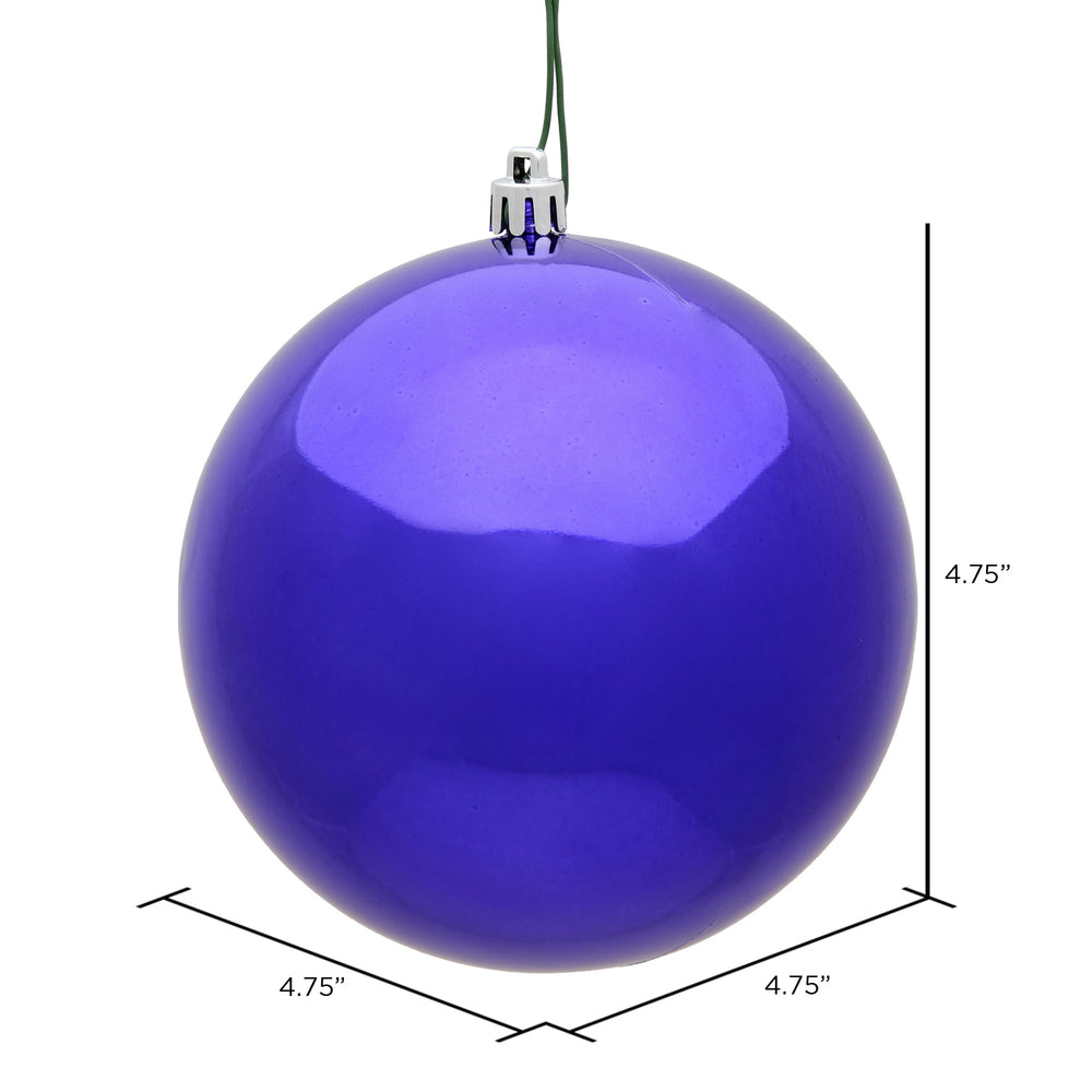 Vickerman 4.75" Purple Shiny Ball Ornament 4 per Bag
