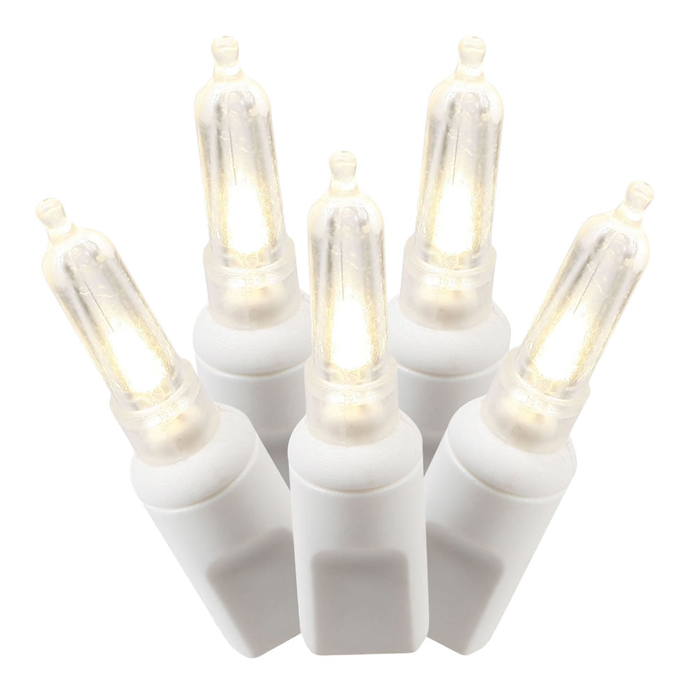 Vickerman 100 Warm White Italian LED Single Mold Light on White Wire 34' Christmas Light Strand