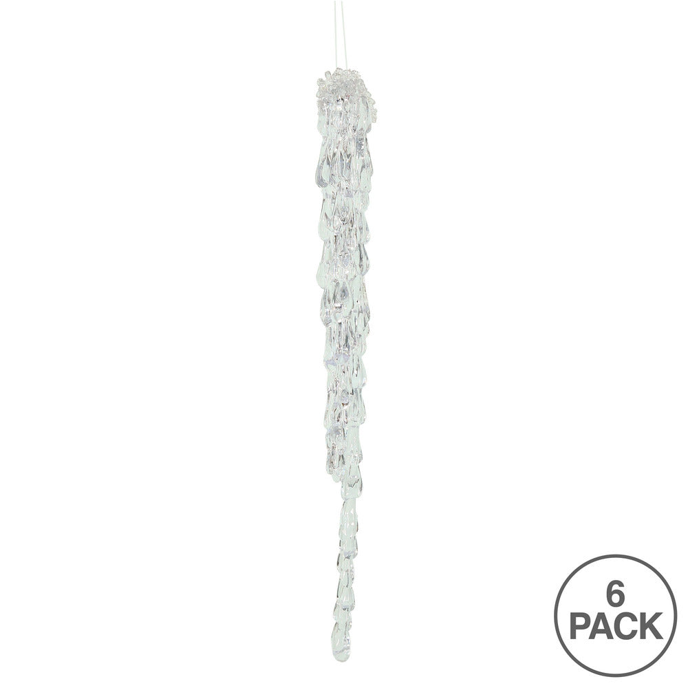 Vickerman 12" Clear Acrylic Icicle Christmas Ornament. 6 per box.