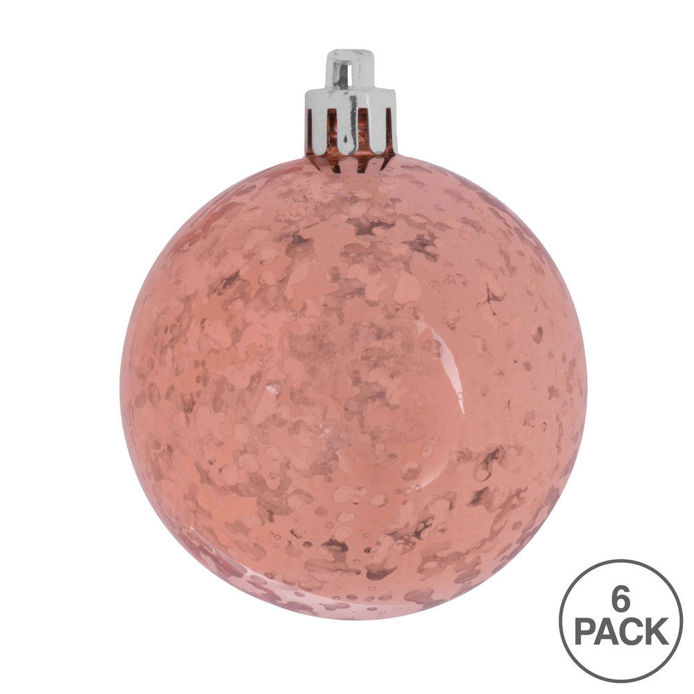 Vickerman 4" Rose Gold Shiny Mercury Ball Ornament 6 per Bag