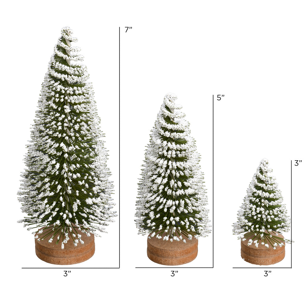 Vickerman 3"-5"-7" Frosted Green Oval Pine Artificial Christmas Tree Set of 3trees.