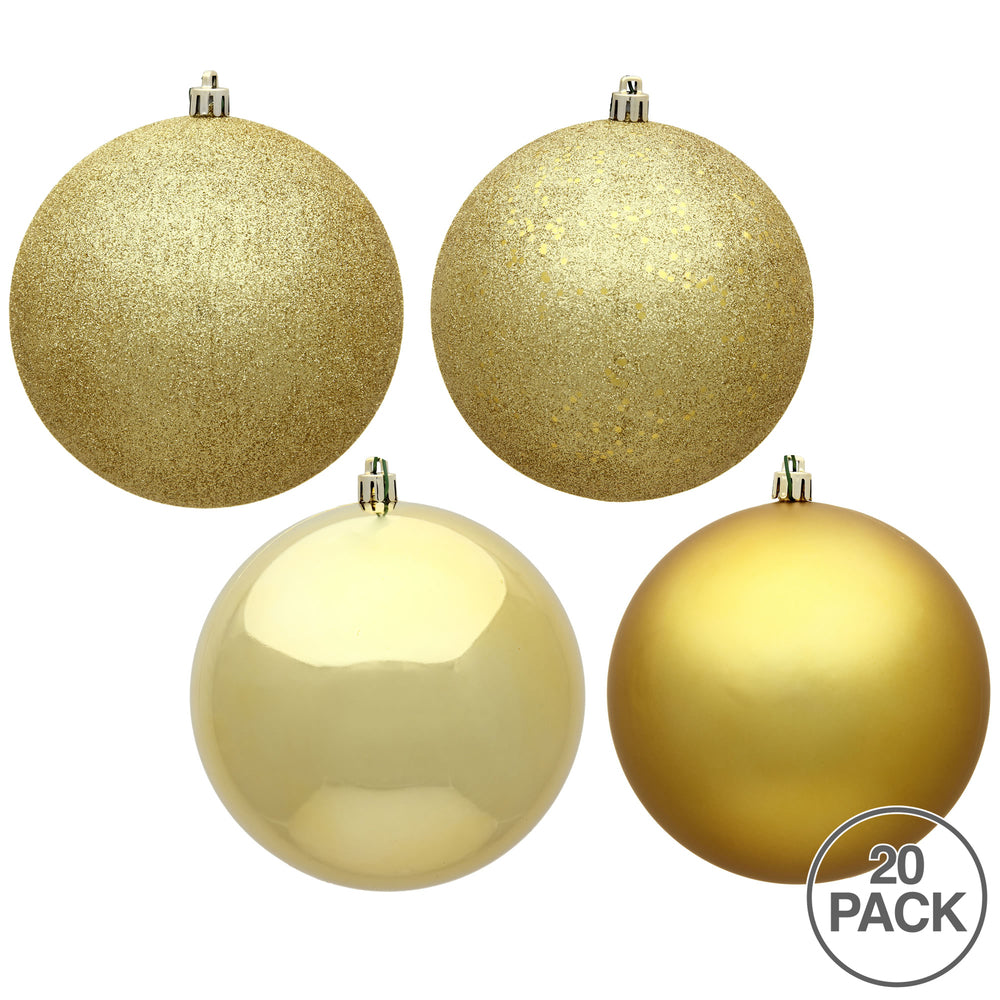 Vickerman 2.75" Gold 4-Finish Ball Ornament Assortment 20 per Box