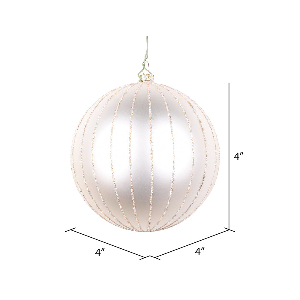 Vickerman 4" Oat Matte Glitter Ball Christmas Ornament 4 pieces per bag