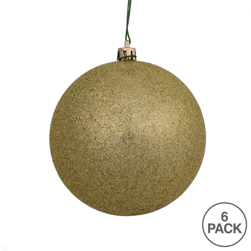 Vickerman 4" Champagne Glitter Ball Ornament 6 per Bag