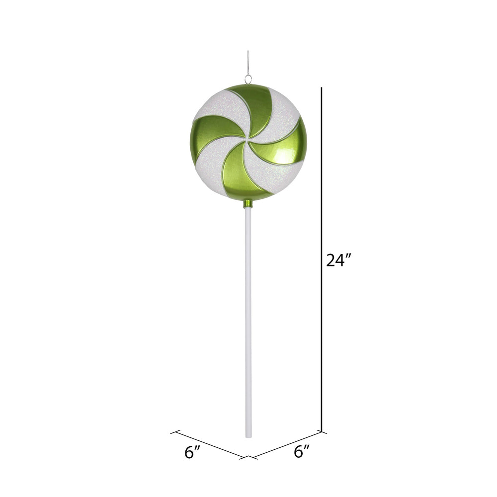 Vickerman 24" Lime-White Candy Lollipop Christmas Ornament