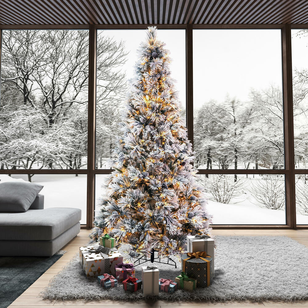 Vickerman 12' x 72" Flocked Atka Pine Artificial Christmas Tree 3mm LED Color Changing Lights