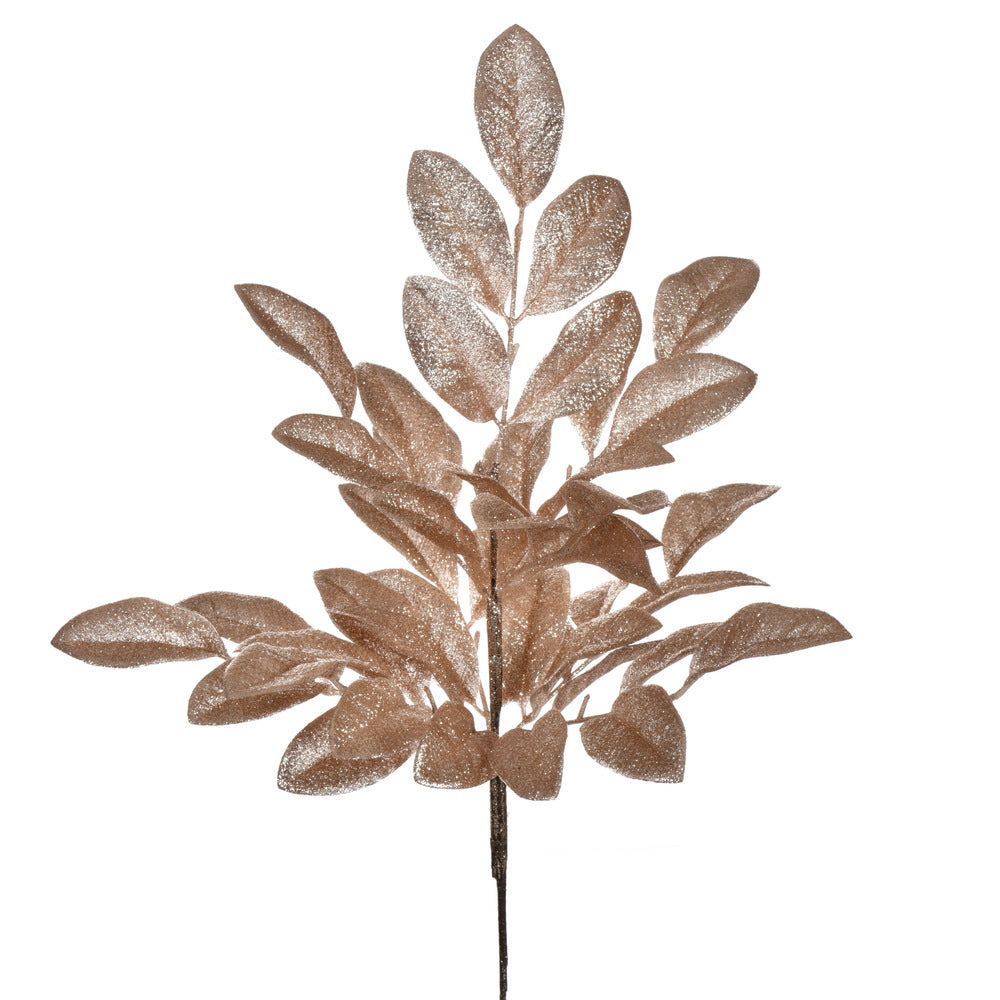 Vickerman 25" Café Latte Artificial Apple Leaf Glitter Bush 2 per bag.