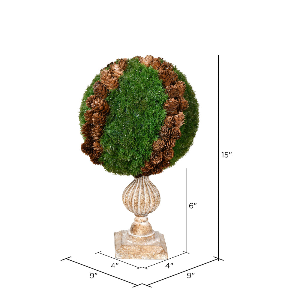 Vickerman 15" Artificial Ball Shaped Cedar with Resin Stand.