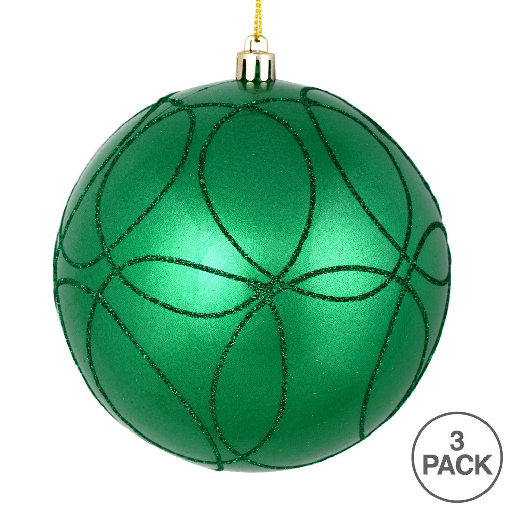 Vickerman 6" Seafoam Green Candy Ornament with Circle Glitter Pattern 3 per Bag