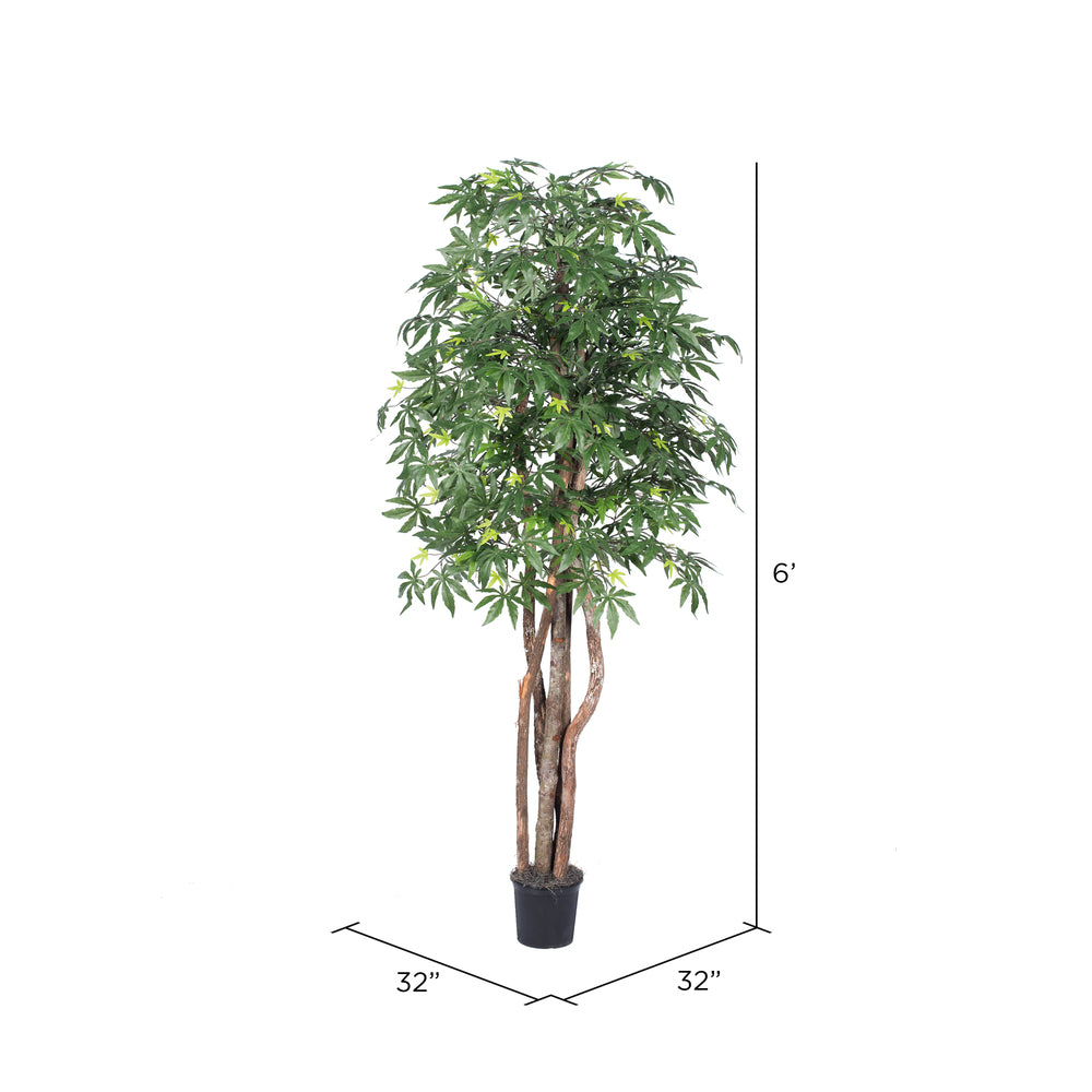 Vickerman 6' Artificial Japanese Maple Executive Black Plastic Pot