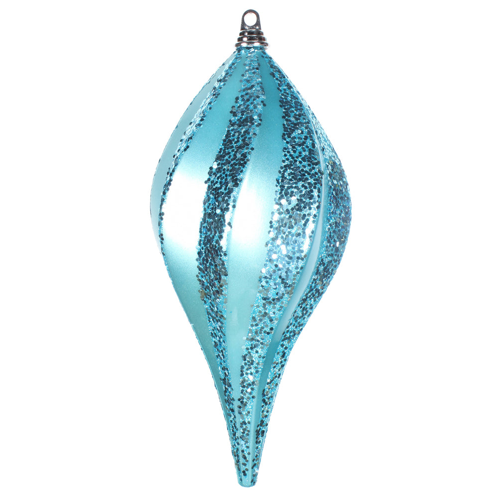 Vickerman 8'' Turquoise Glitter Swirl Drop Christmas Ornament