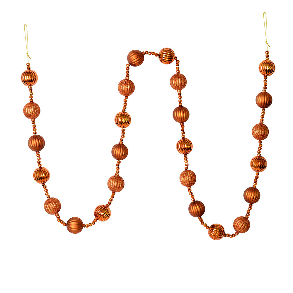 Vickerman 6' Copper Stripe Ball Ornament Christmas Garland