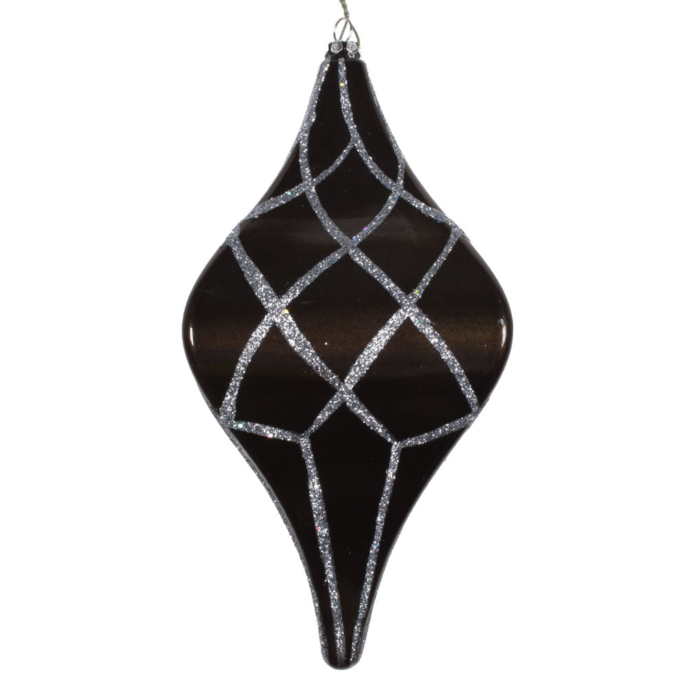 Vickerman 8" Pewter Candy Glitter Net Drop Christmas Ornament